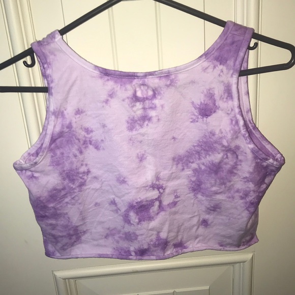 purple tie dye cropped tank top - Picture 2 of 3